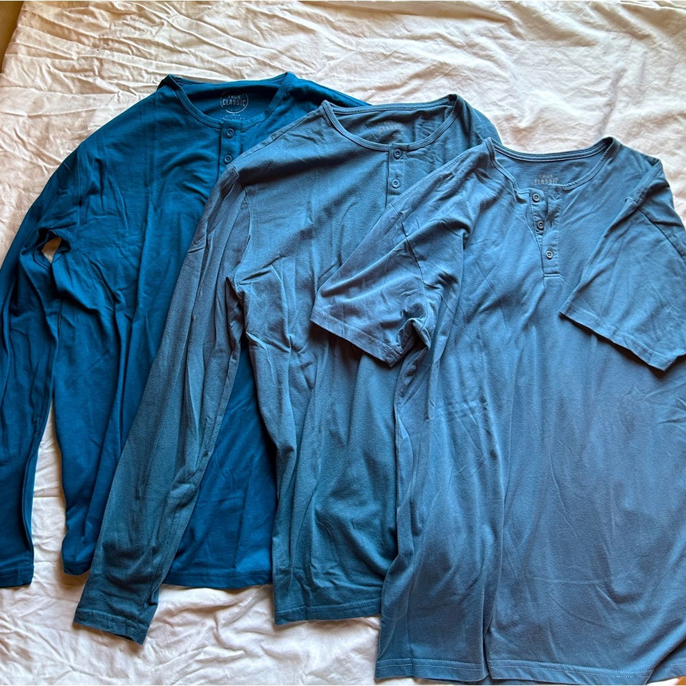 Set of 3 True Classic Mens Henley Shirts